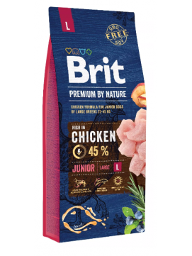 Brit Premium By Nature Chicken Junior Kurczak Karma Dla Młodych Psów Dużych Ras  L 15 kg